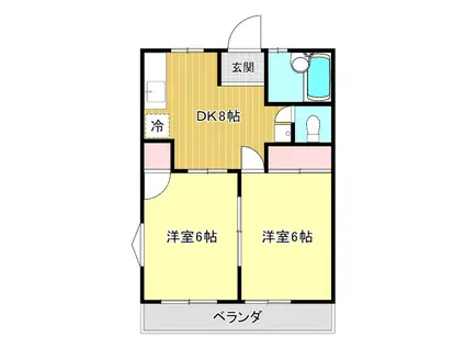 レピュートホソノI(2DK/1階)の間取り写真