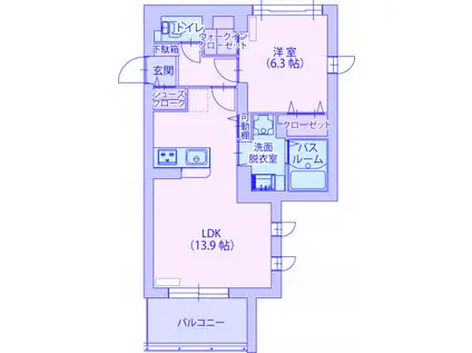 GRAN RIO グラン リーオ(1LDK/3階)の間取り写真