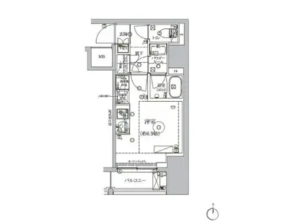 RELUXIA品川西大井(ワンルーム/1階)の間取り写真