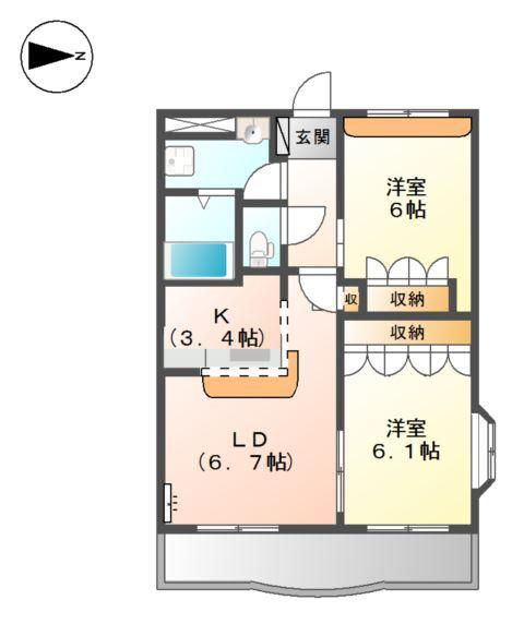 ロイヤルヒルズ青山(2LDK/4階)の間取り写真