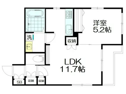 ハックベリーハウス(1LDK/1階)の間取り写真
