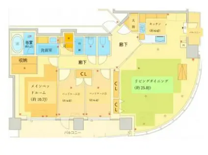 パークコート赤坂檜町ザ タワー(3LDK/6階)の間取り写真