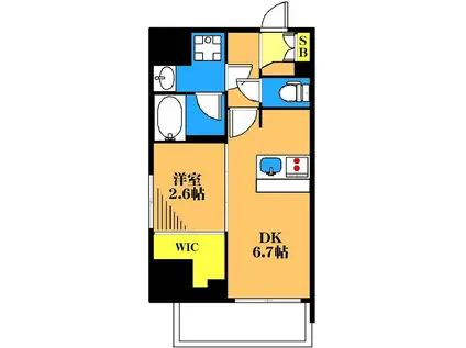 SYFORME OIMACHI II(1DK/2階)の間取り写真