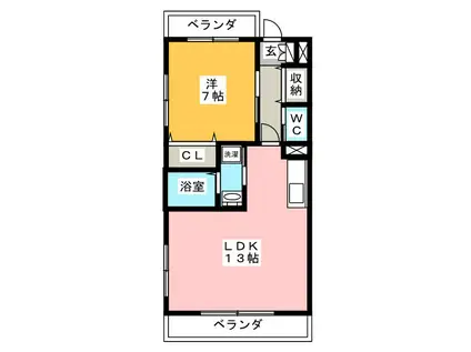コーポミツワVI(1LDK/5階)の間取り写真