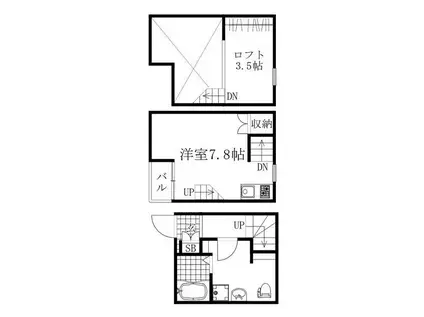 LE COCON豊田A棟(ワンルーム/1階)の間取り写真