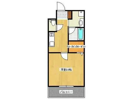 グランディール黒髪(1K/2階)の間取り写真