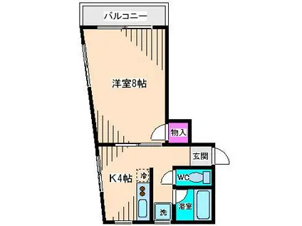 貸マンション 世田谷区南烏山6丁目(1K/3階)の間取り写真