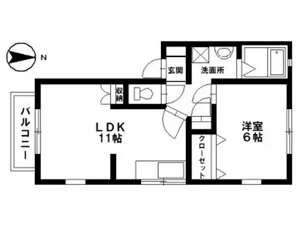 フロイデ・堀 B棟(1LDK/2階)の間取り写真