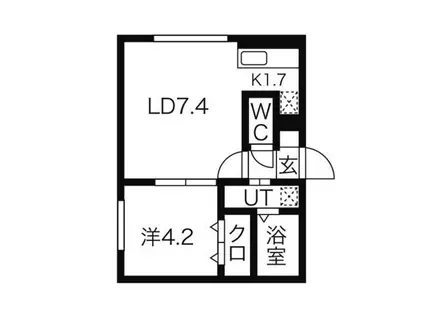 ガーデン美園(1LDK/3階)の間取り写真