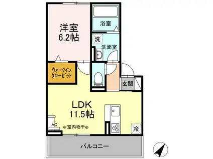 ハイツシダーフォレストII(1LDK/2階)の間取り写真