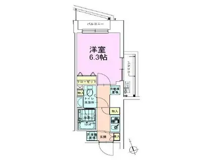 駒込レジデンス壱番館(1K/13階)の間取り写真
