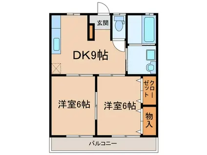 ユニオンレストIII(2DK/2階)の間取り写真