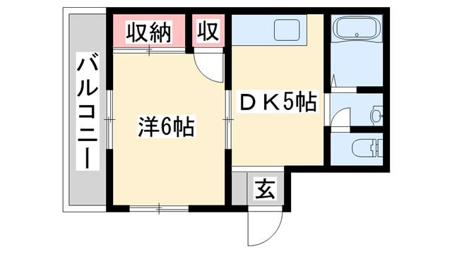 ハイツ松本(1DK/2階)の間取り写真