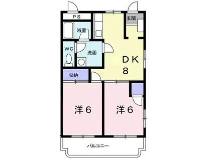 コーポアーバンライフ(2DK/1階)の間取り写真