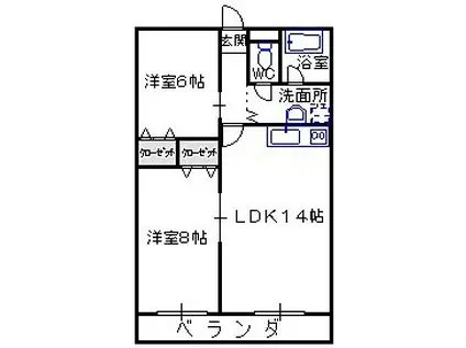 正気屋ハイツB棟(2LDK/2階)の間取り写真