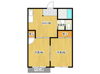 ベルハイツ(2DK/1階)の間取り写真