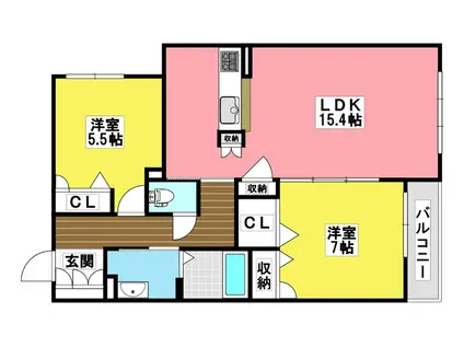 ALBA PRIMO 星見町(2LDK/2階)の間取り写真