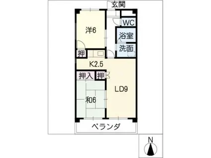 アートヒルズ桐ヶ丘 北館(2LDK/2階)の間取り写真
