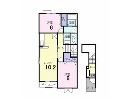 シャトーKINKI C(2LDK/2階)の間取り写真