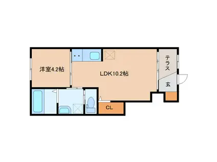 南紀寺アパート(1LDK/1階)の間取り写真