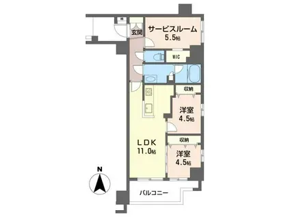 ツインズ国立II(2SLDK/6階)の間取り写真