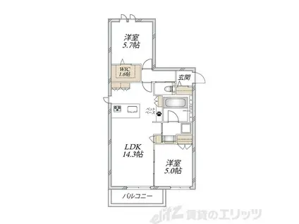 大阪市東淀川区上新庄2丁目へーベルメゾン(2LDK/2階)の間取り写真