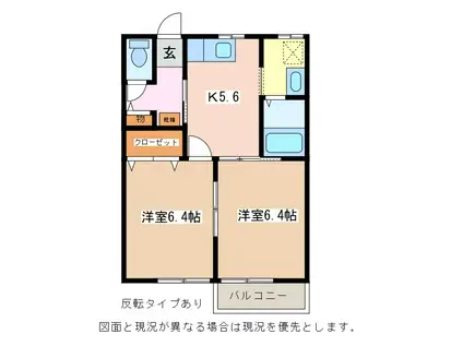 ドルフ野口(2K/2階)の間取り写真