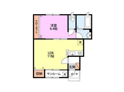 クレストールII(1LDK/1階)の間取り写真