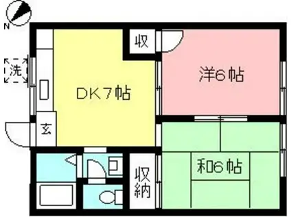 コーポ杉(2DK/1階)の間取り写真