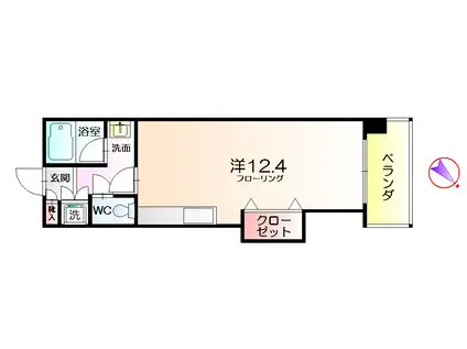 ワイズアーク三国ヶ丘(1K/2階)の間取り写真