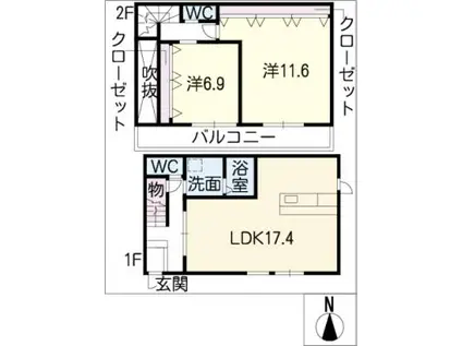 YM FLAT III(2LDK/2階)の間取り写真