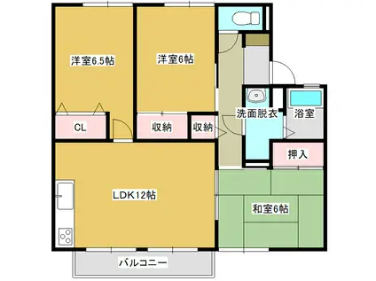メゾン・シャトーE棟(3LDK/2階)の間取り写真