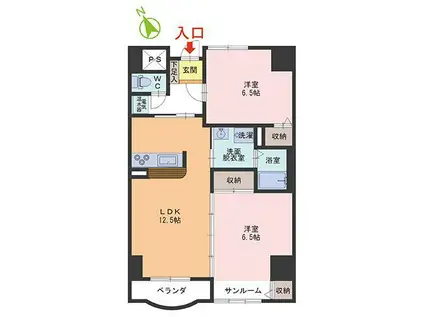 クリスティかわさきII(2LDK/2階)の間取り写真