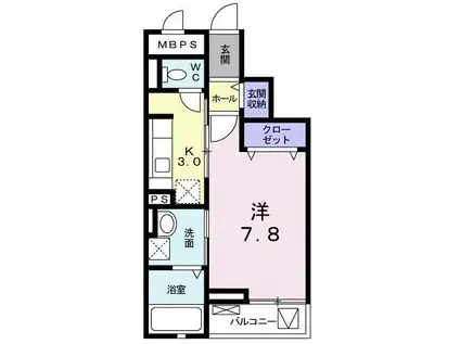 ライラック(1K/3階)の間取り写真