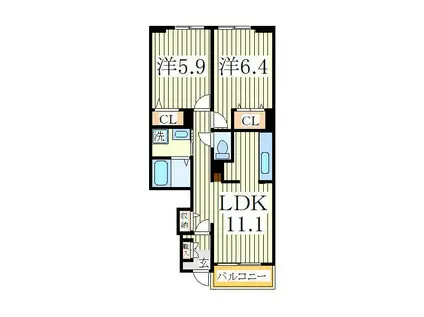 オーチャード ビレッジA(2LDK/1階)の間取り写真