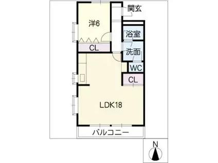 クレベール(1LDK/1階)の間取り写真