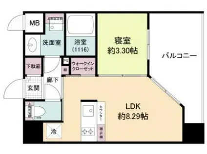 LIVEFLAT六甲桜口(1LDK/7階)の間取り写真