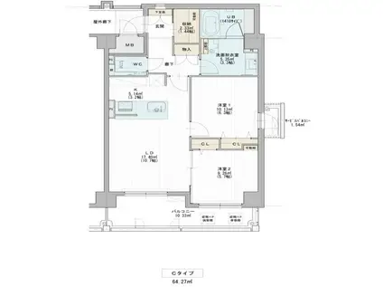 ルネッサ駅南(2LDK/1階)の間取り写真