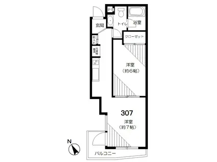 かなりマンション赤坂(1LK/3階)の間取り写真