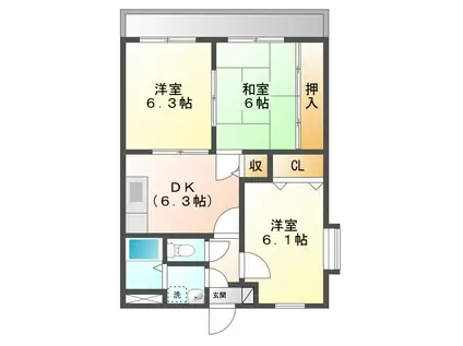 ユーミーK1(3LDK/3階)の間取り写真