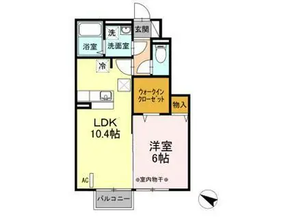 ソレイユ福原(1LDK/1階)の間取り写真