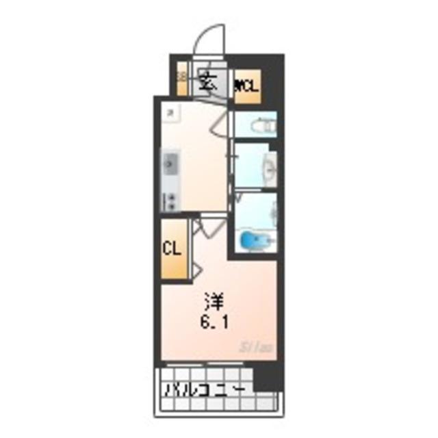 LUXE布施北III(1K/12階)の間取り写真