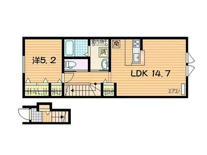 MITAKE SOLEIL(1LDK/2階)の間取り写真