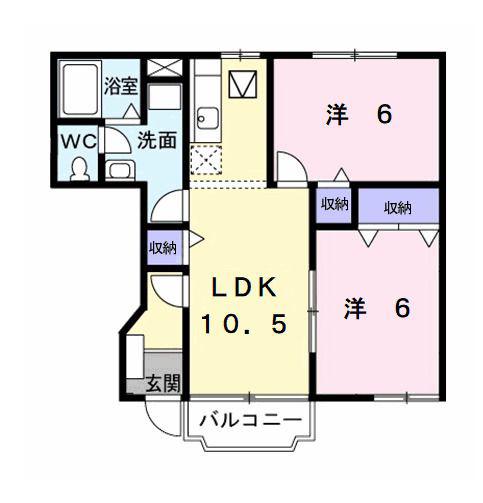 ソフィーシアB(2LDK/1階)の間取り写真