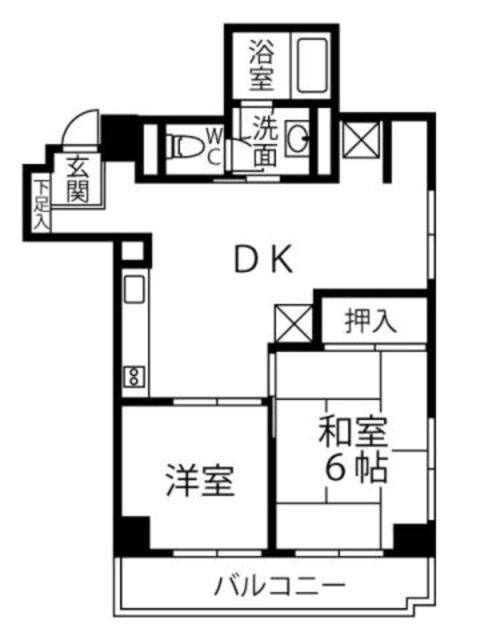 ティンバー小林(2DK/4階)の間取り写真