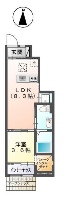 グランディール(1LDK/1階)の間取り写真