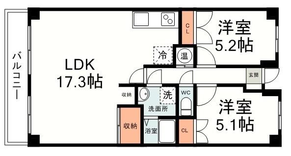 杉山第二マンション(2LDK/3階)の間取り写真