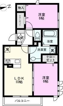 ロイジェントパークスレイクタウンIII J(2LDK/1階)の間取り写真