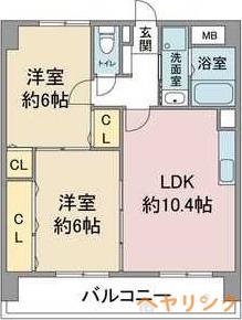 レージュ幸心(2LDK/3階)の間取り写真