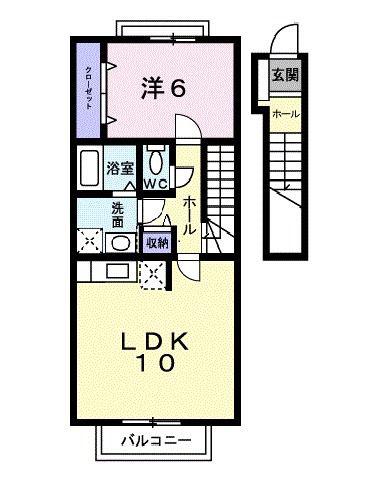 エクセレント野田(1LDK/2階)の間取り写真